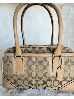 Coach Signature Monogram Jacquard Leather Shoulder Handbag Y2K EUC